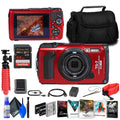 OM SYSTEM Tough TG-7 Red Underwater Camera, 44x Macro Shooting, 12MP, Float Strap, 64GB Card