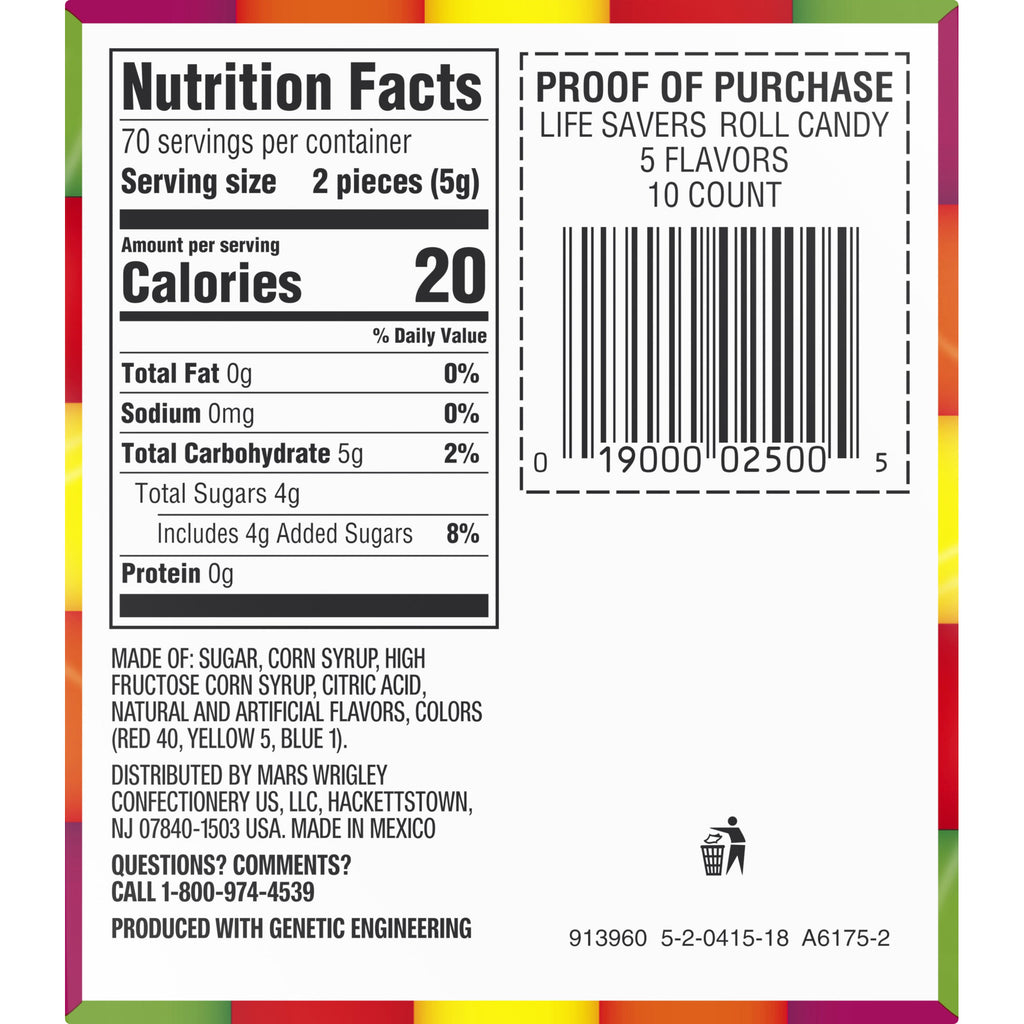 Life Savers Hard Candy, Original 5 Flavors, 1.14 oz, 20-count