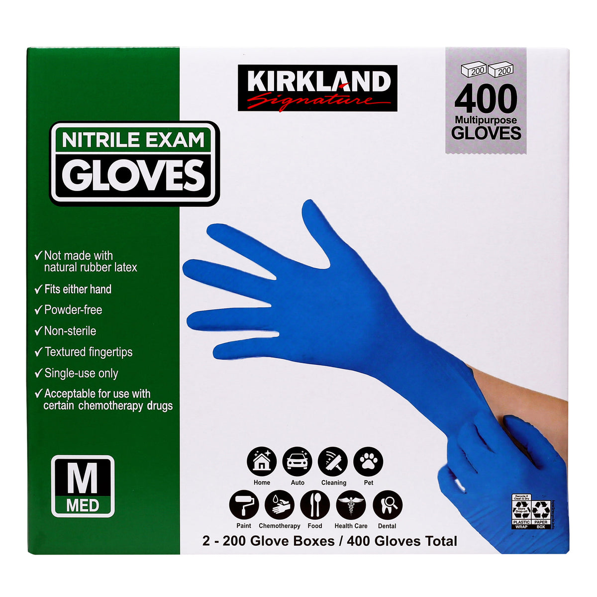 Kirkland Signature Nitrile Exam Gloves, 400-count, Size Medium