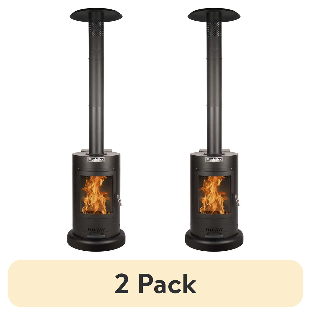 Muskoka 84" High 75,000 BTU Black Steel Wood Pellet Patio Heater