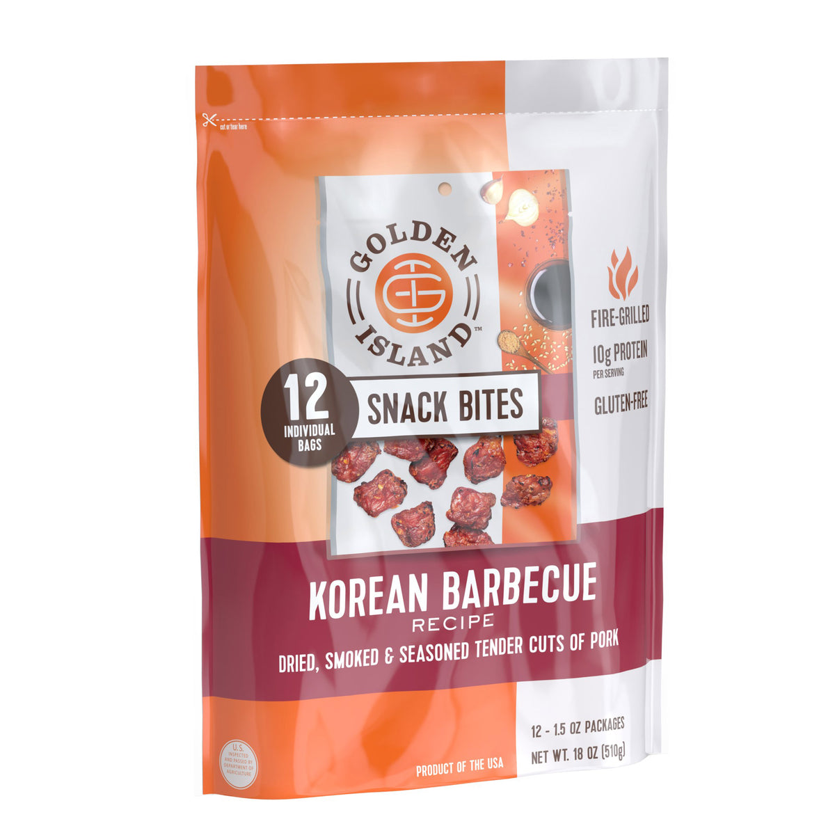 Golden Island Pork Snack Bites, Korean Barbecue, 1.5 oz, 12-count