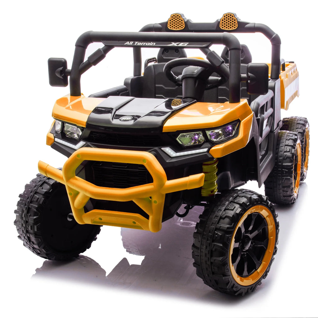 Xuanlur 24V 2 Seater Kids Ride on Car Truck, Ride on UTV W/ 2x200W Motor, 24 Volt Ride on Toys W/ Dump Bed/Shovel, Electric Car for Kids W/ Durable Tires, LED Light, Music, Remote Control, Black