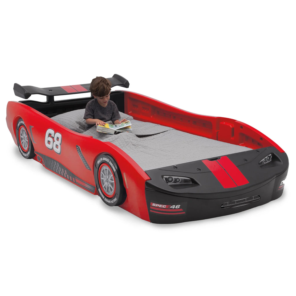 Delta Children Turbo Race Car Twin Bed, Blue