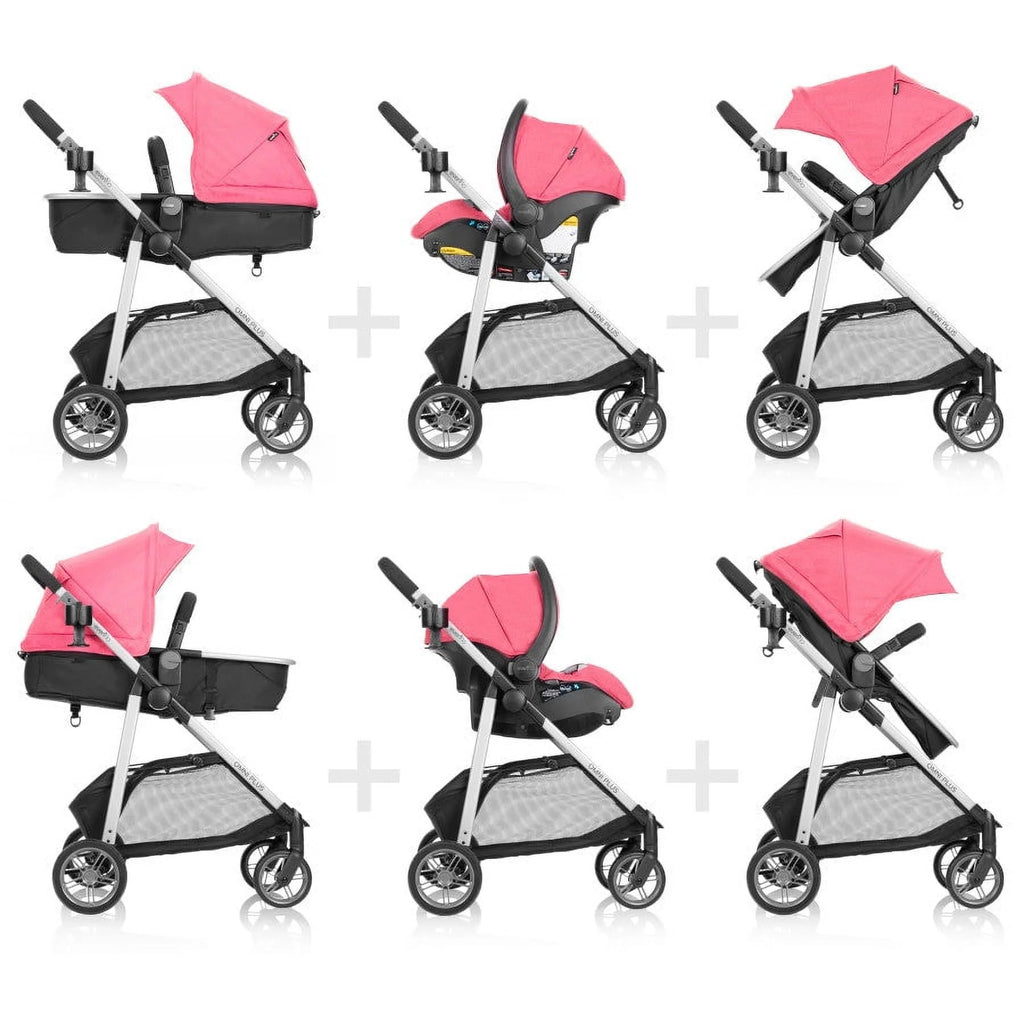 Evenflo Omni Plus Modular Travel System with LiteMax Sport Infant Car Seat, Mylar Gray, Unisex