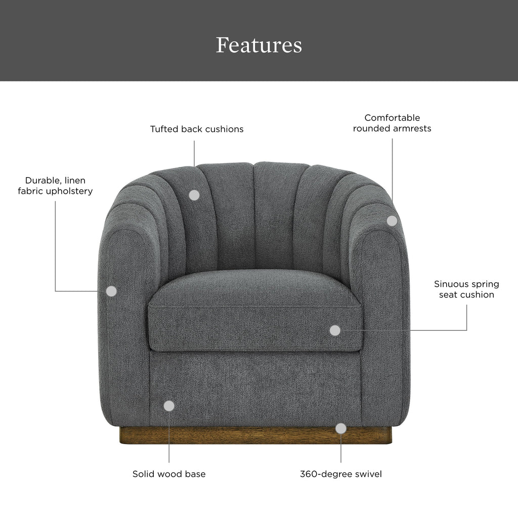Better Homes & Gardens Lillian Accent Swivel Chair, Cream Linen