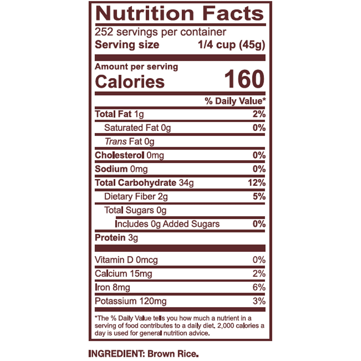 Homai California Brown Rice, 25 lbs