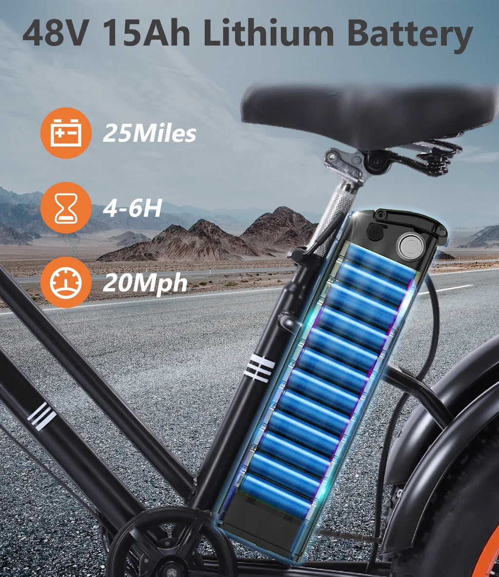 YEBEI Electric Tricycle for Adults Folding E-Trike Motorized Tricycle Electric 3 Wheels Trike Powerful 500W Motor Electric Tricycle 48V15AH Lithium Battery Max 20MPH 20*4.0�� Fat Tire Orange