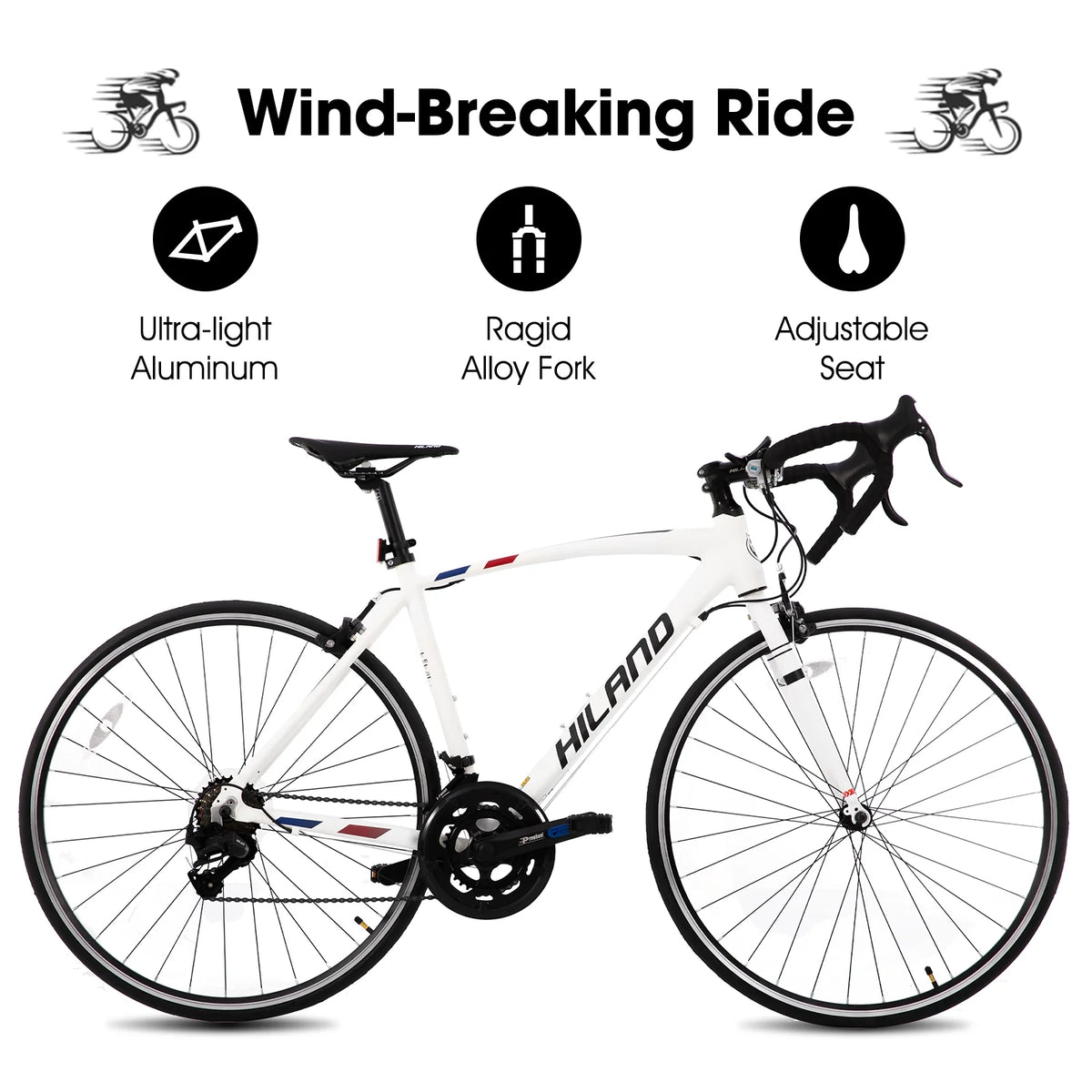 Hiland Road Bike,Shimano 14 Speeds,Light Weight Aluminum Frame,700C Racing Bike for Men