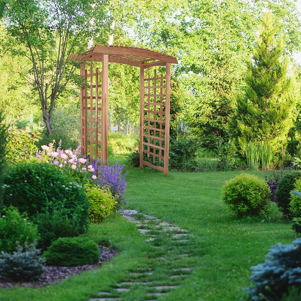 All Things Cedar PA106 Pagoda Wedding Arbor - Elegant Garden Arch for Weddings and Landscapes