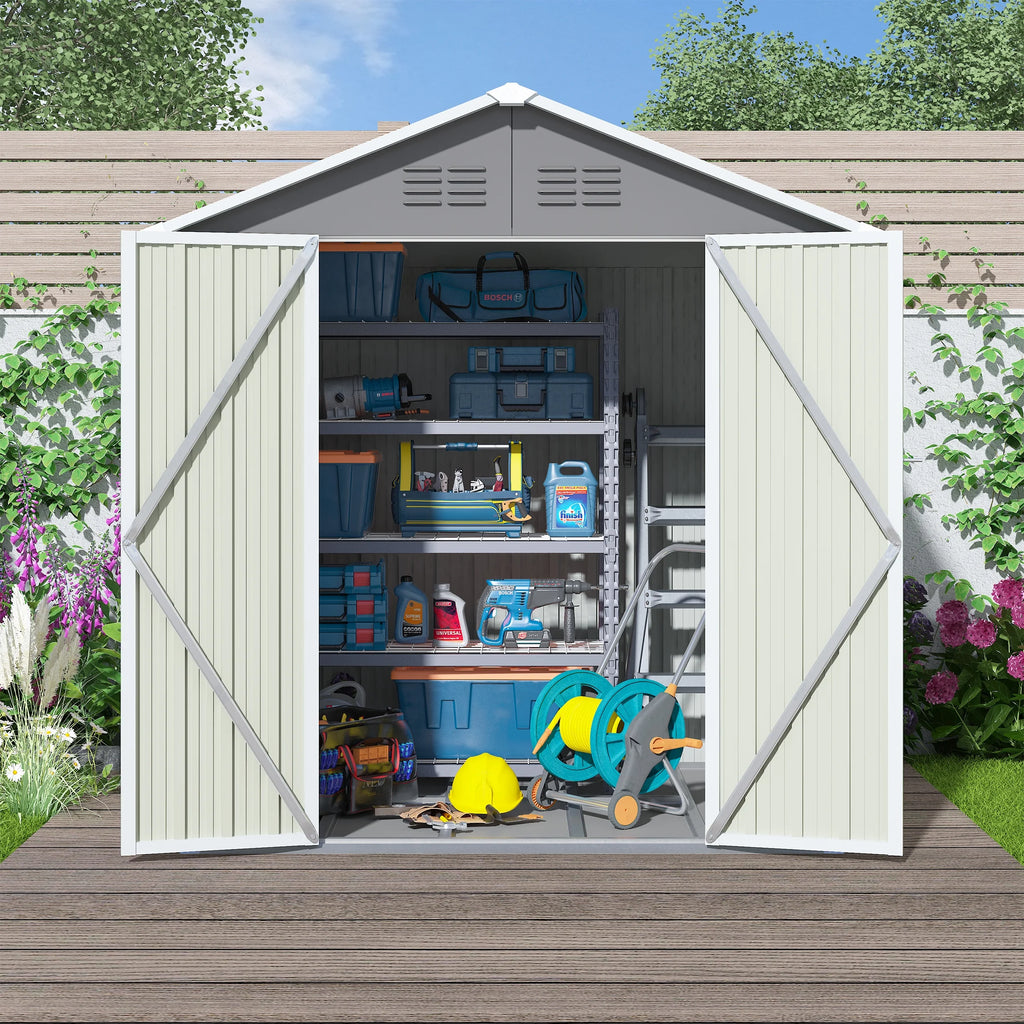 Syngar Outdoor Storage Shed with Lockable Doors, Dark Gray