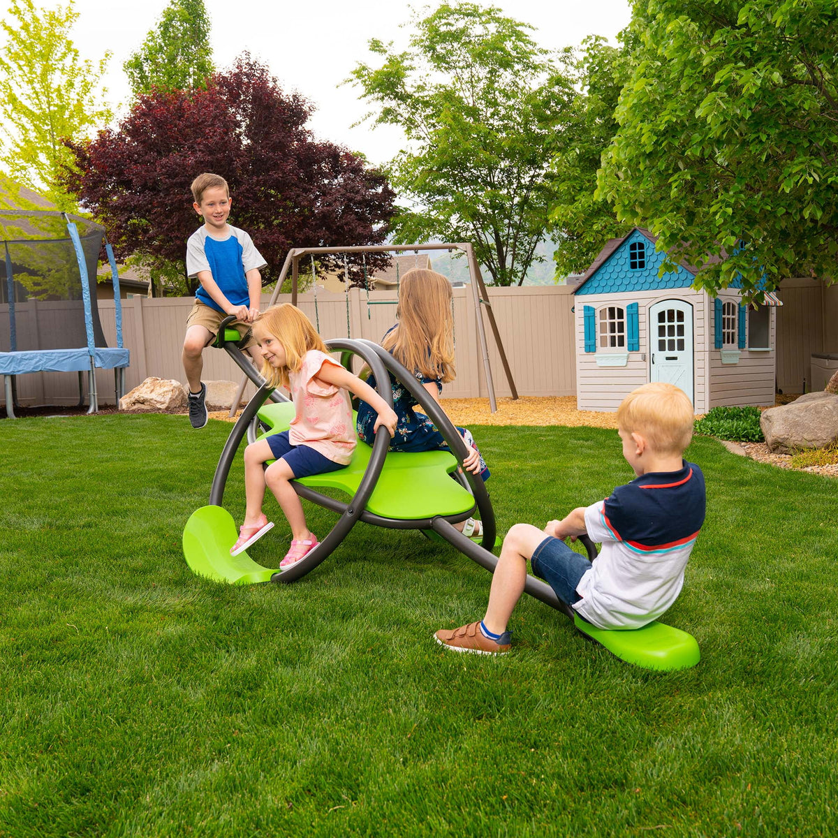 Lifetime Kid's Oval Metal Teeter Totter Seesaw, Lime Green (90993)